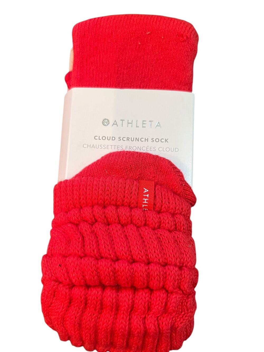 NWT Athleta Women's M/L Red Cloud Scrunch Workout Athleisure Cotton Socks Gym